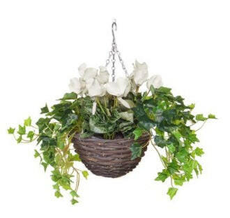 Artificial Silk Cyclamen Mix Small Hanging Basket