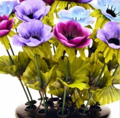 Artificial Silk Anemone Arrangement Cemetery Pot