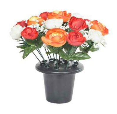 Artificial Silk Rannuculus Arrangement Cemetery Pot