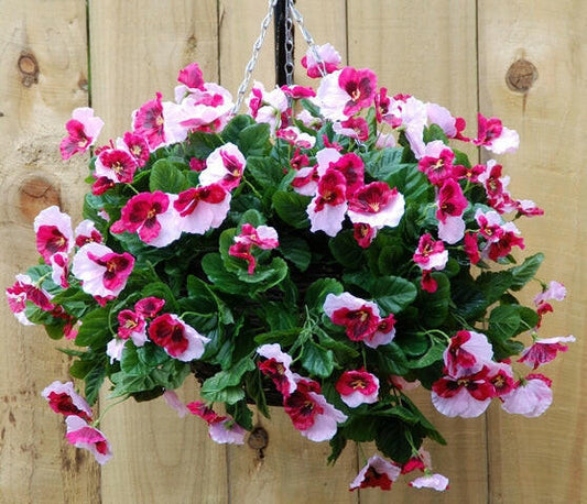 Artificial Silk Pansy Ball Hanging Basket