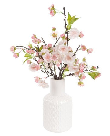 Artificial Silk Blossom Arrangement in Ceramic Vase
