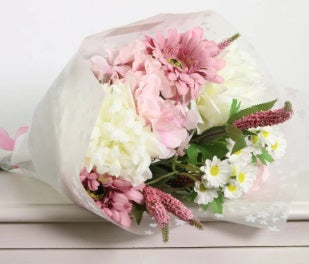 Artificial Silk Open Top Pom Flower Mix Bouquet