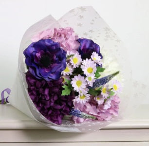 Artificial Silk Open Top Pom Flower Mix Bouquet