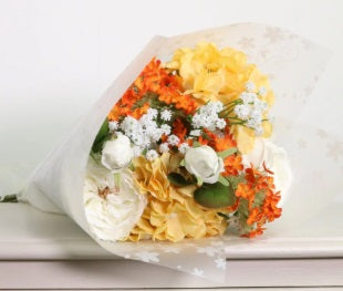 Artificial Silk Open Top Ruffled Rose Mix Bouquet