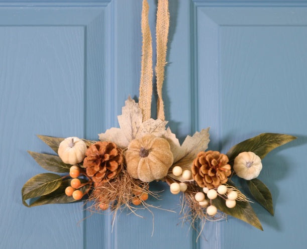 Artificial Autumn Woodland Pumpkin Mix Swag/ Wreath