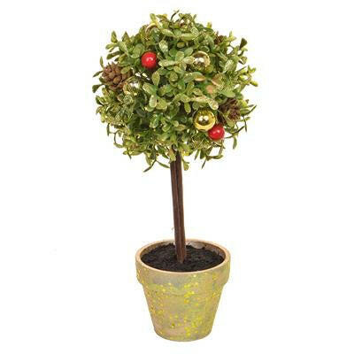 Artificial Topiary Ball Tree Complete with Gold Glitter Pot ...
