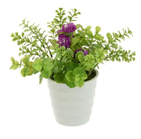 Artificial Potted Daisy/Eucalyptus/Geranium in White Pots x3