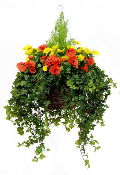 Artificial Silk Pansy Deluxe Large Hanging Basket