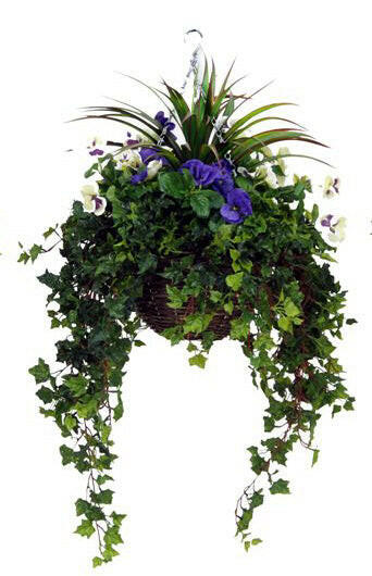 Artificial Silk Pansy Large Hanging Basket