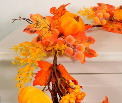 Artificial Autumn Garland with Pumpkins