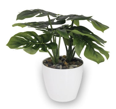 Artificial Potted Monsteria Leaf Spray