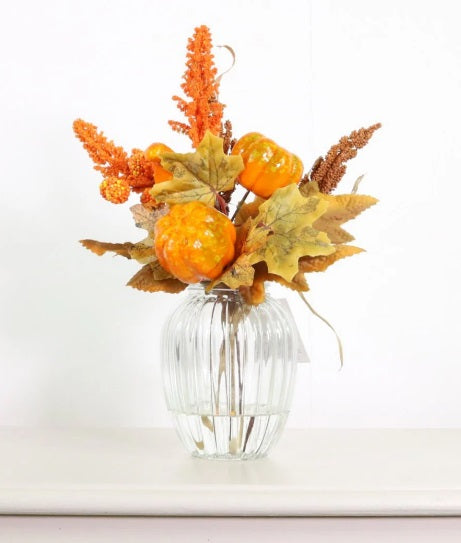 Artificial Autumn Harvest Pumpkin Mix Hessian Arrangement