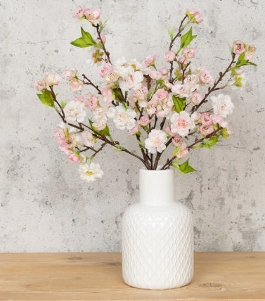 Artificial Silk Blossom Arrangement in Ceramic Vase