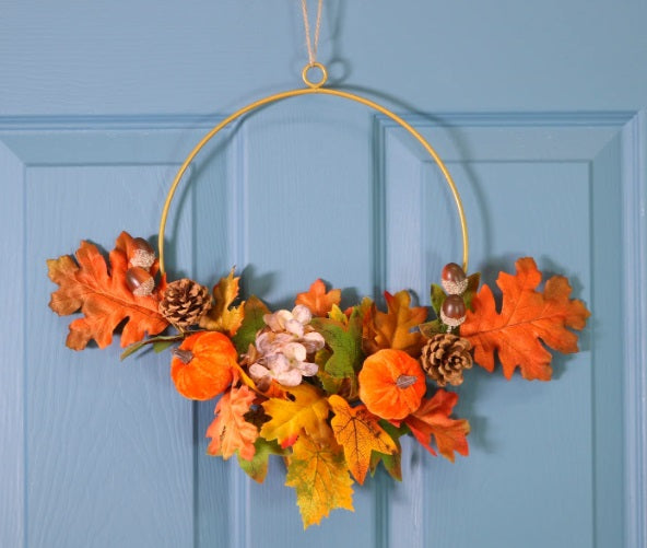 Artificial Autumn Fall Pumpkin Mix Swag/Wreath